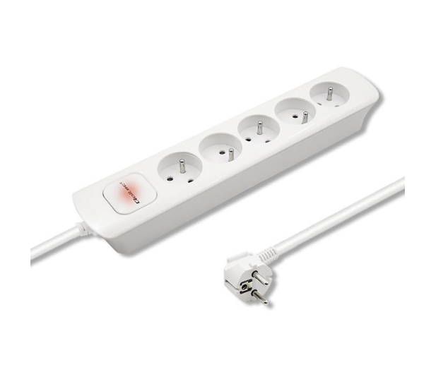 Qoltec Listwa zasilająca - 5 gniazd, 1.8m, biała - 1122534 - zdjęcie 2